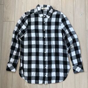 Bella Dahl Plaid Button Down Shirt in Black & White Size L